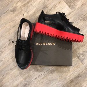 All Black Brand Lug Sole Open Toe Shoe size 41